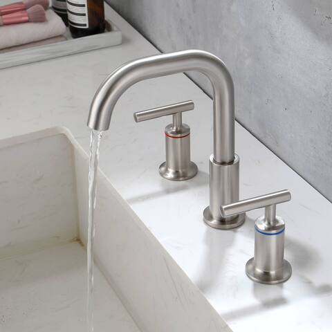 Widespread Bathrom Faucet 3 Hoes Modern 8 Inch Bathroom Sink Faucet Double Handle Vanity Basin Faucets Mixer Taps With Valve