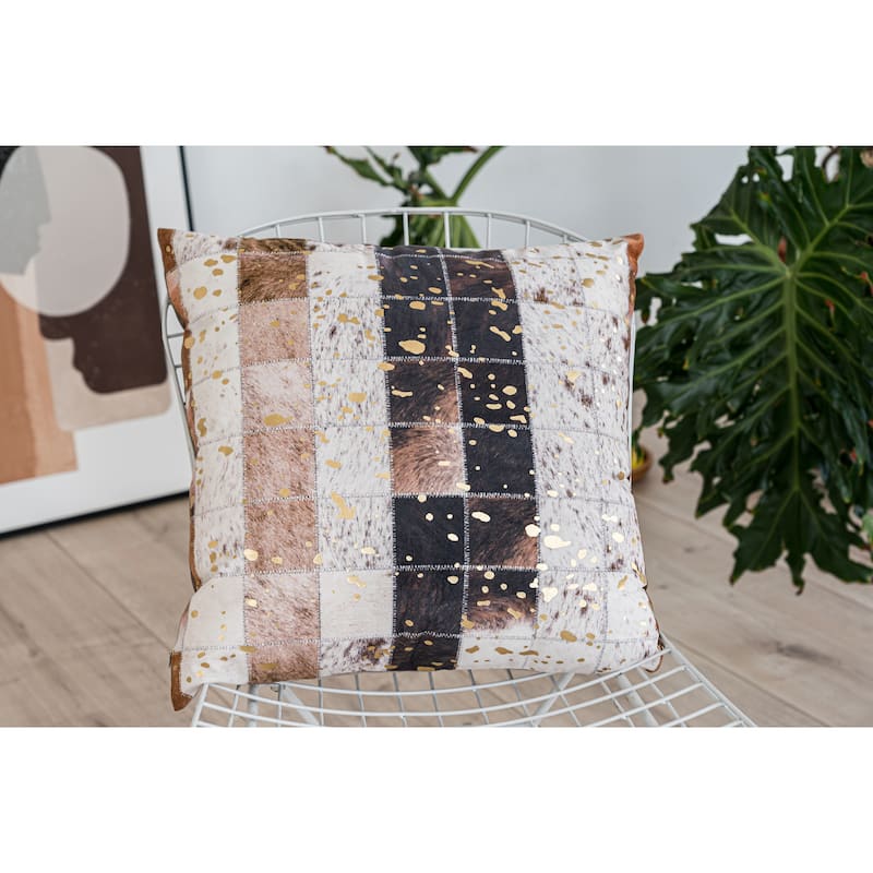 Faux Cow Printed Patchwork Velvet Pillow