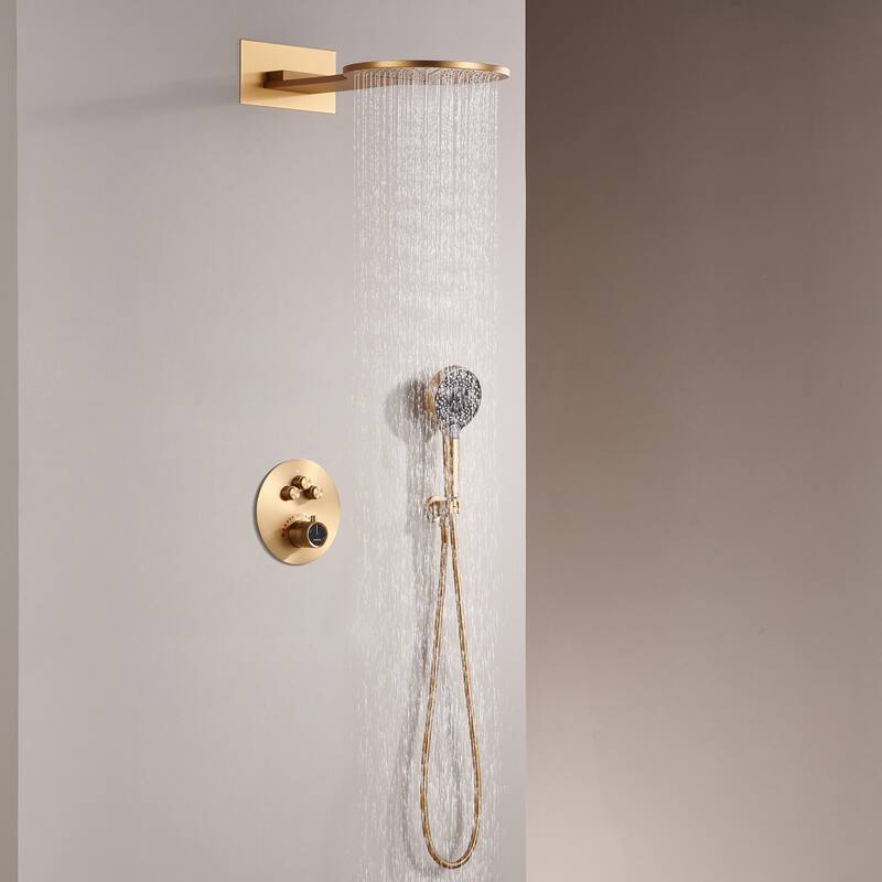 CASAINC 2-function Luxury Thermostatic Dual Shower Faucet Shower System with Waterfall Shower Head