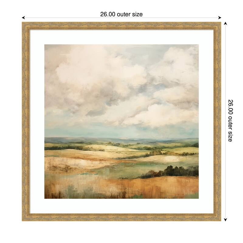 Kate and Laurel Framed Art Rolling Hills Abstract Landscape by The Creative Bunch Studio