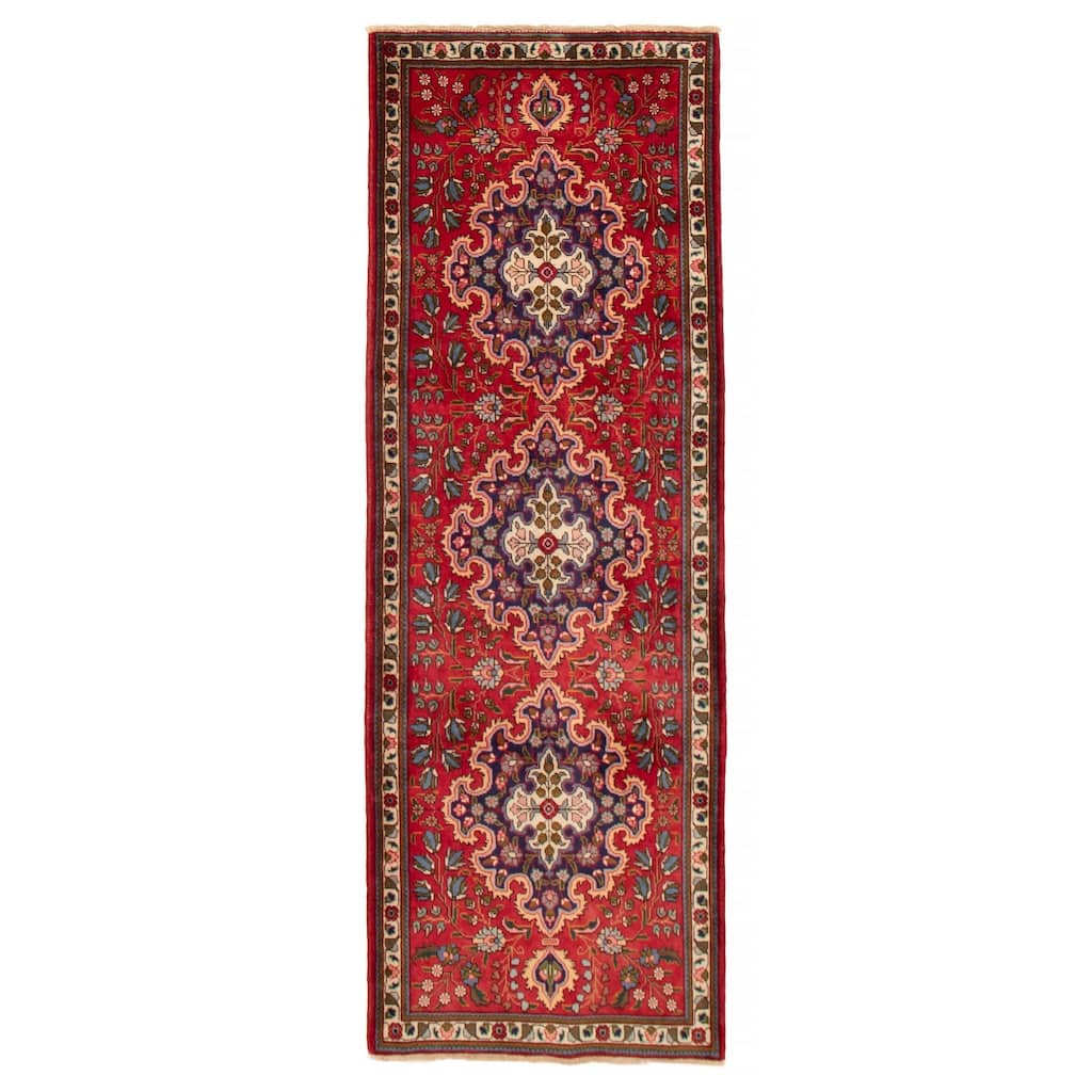 ECARPETGALLERY Hand-knotted Kayseri Red Wool Rug - 3' 4" x 9' 8"