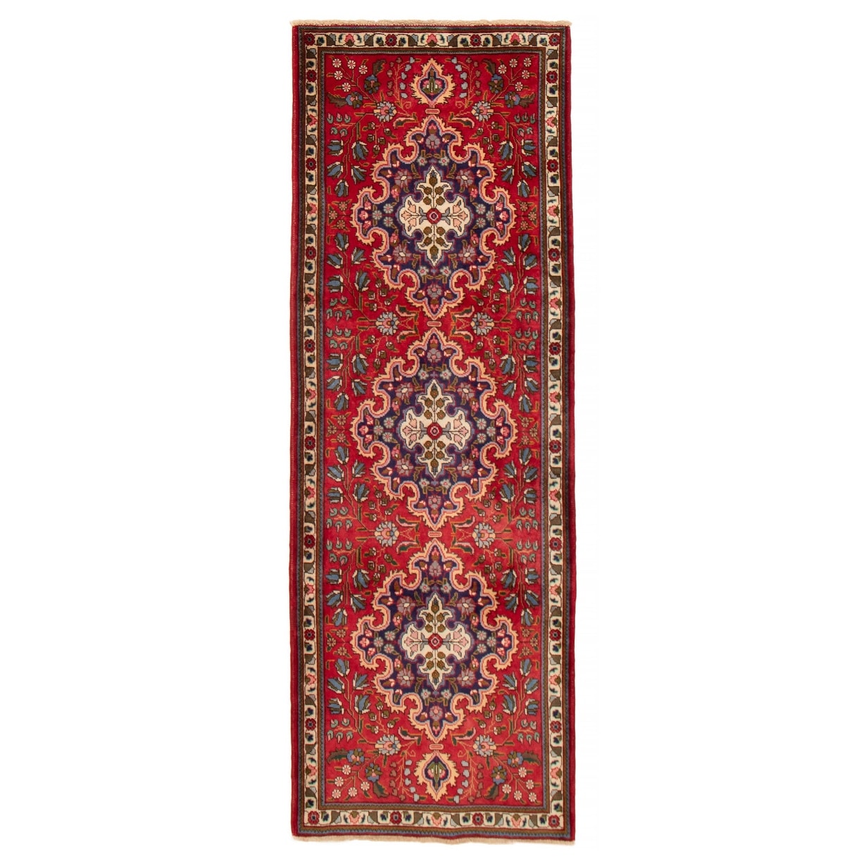ECARPETGALLERY Hand-knotted Kayseri Red Wool Rug - 3' 4" x 9' 8"
