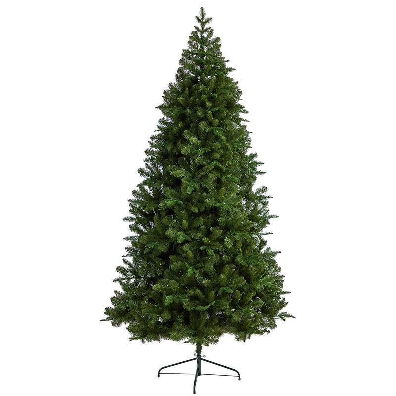 8' Pre-Lit Grand Teton Flat Back Artificial Christmas Wall Tree, Warm White LED Lights - 8 Foot