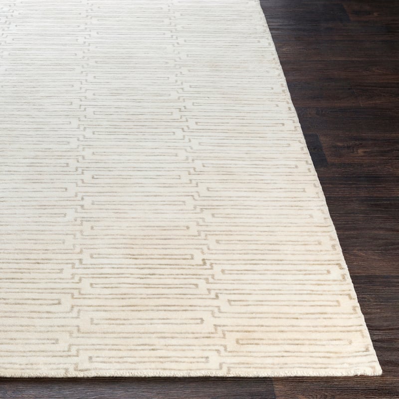 Hand-Knotted Aniya Stripe Pattern Viscose Area Rug