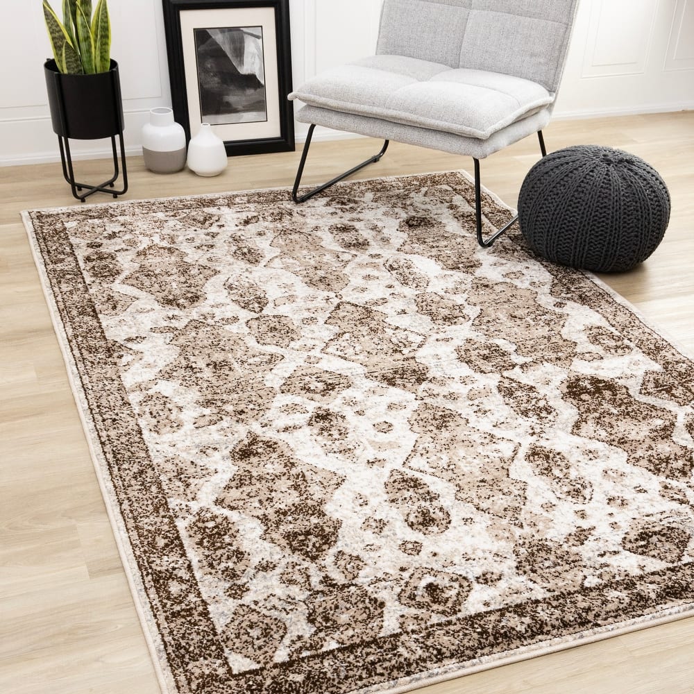 Covington Collection - Brown/Beige/Cream Classic Area Rug
