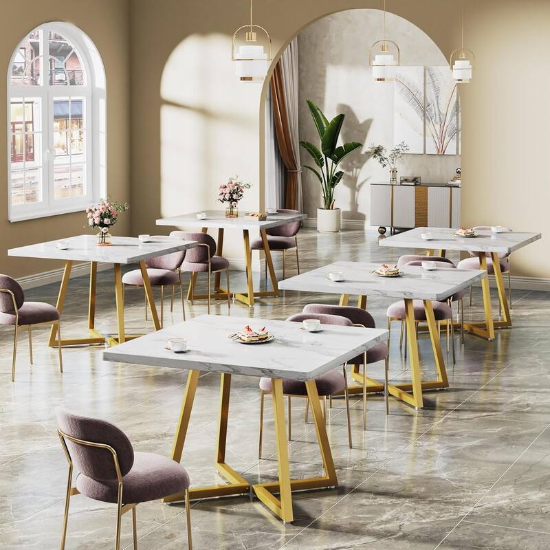 31.5 Inches Industrial Square Dinner Table with Metal Base