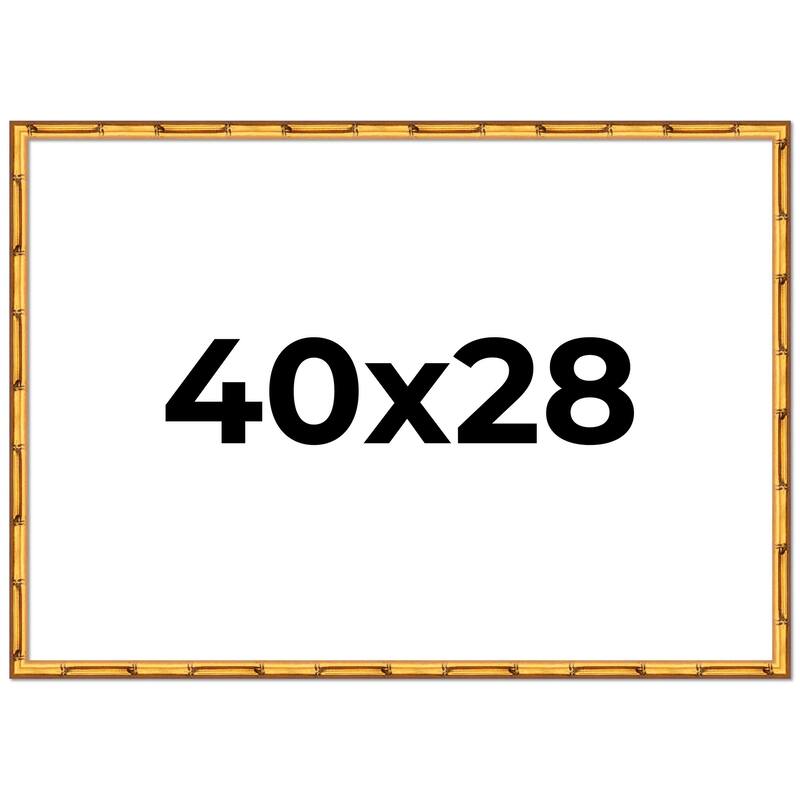 40x28 Frame Gold Bamboo Picture Frame Modern Photo Frame Includes UV Acrylic Shatter Guard Front Acid Free Foam Backing Board