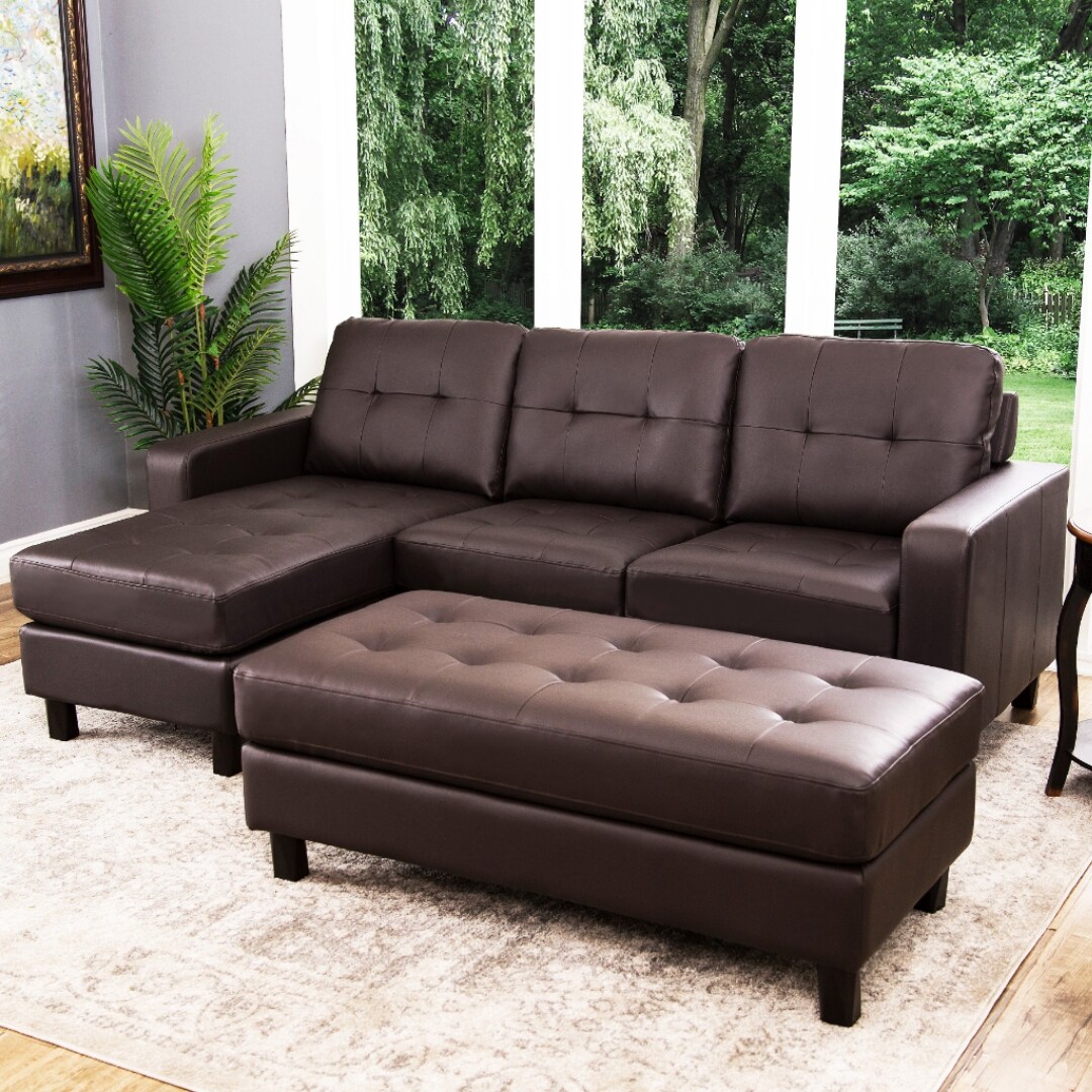 Abbyson Montgomery Reversible Bonded Leather Sectional Ottoman On Sale Overstock 11769151