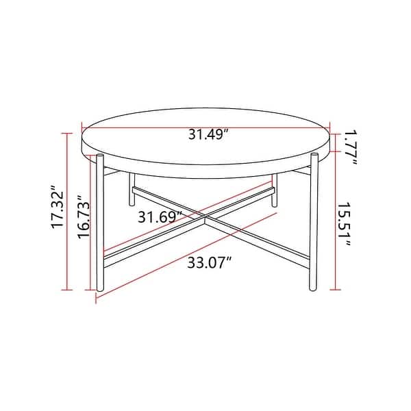 Threaded Mini Table 2Pieces Thread Design Round Coffee Table with Cross Legs Metal Base ...