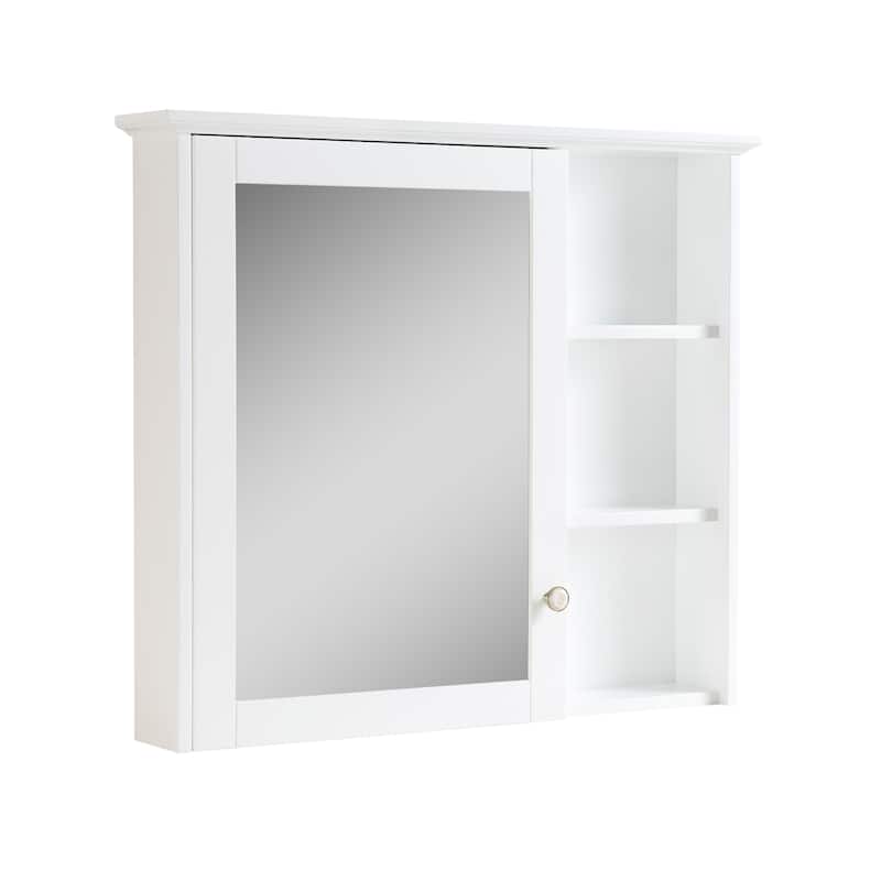 Modern Surface Mount Solid Wood Framed Medicine Cabinet With Mirror and Shelves