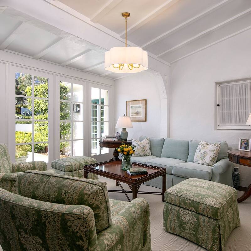 6-Light Dimmable Chandelier with Drum Fabric Shade