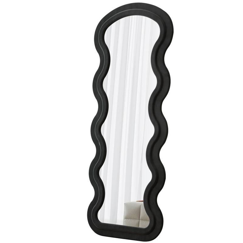 Full Length Wave Floor Mirror with Stand for Living Room Hanging or Against The Wall