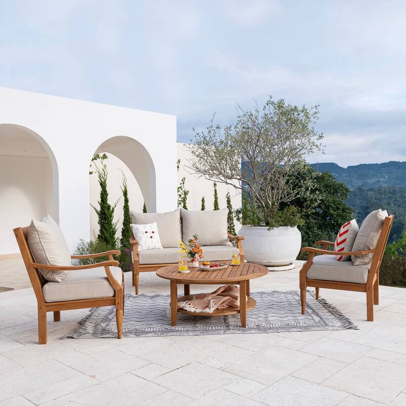 Cambridge Casual Livingston Teak Outdoor Loveseat with Cushion