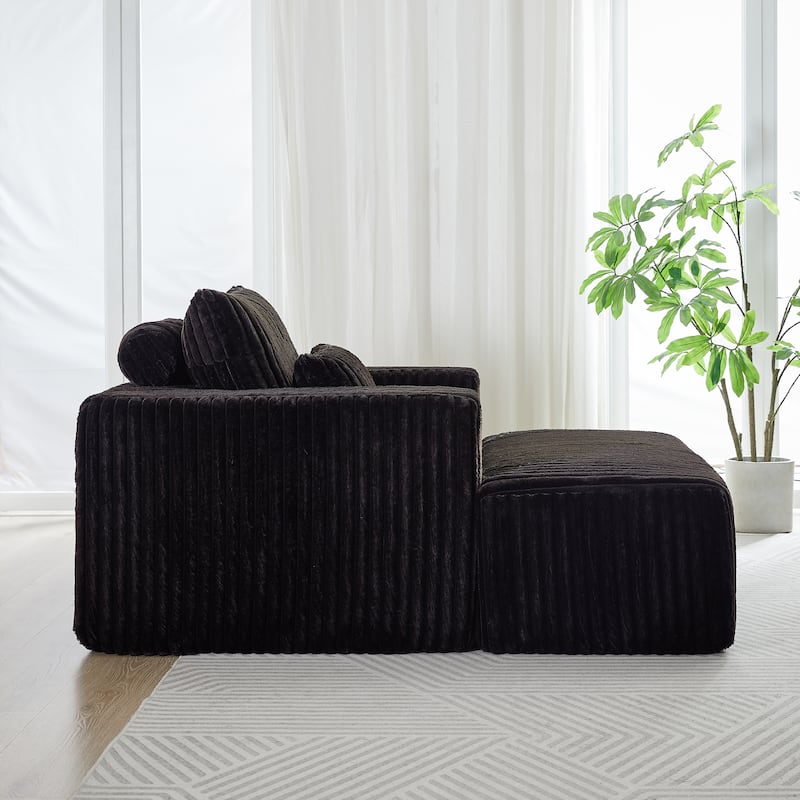 GDFStudio - Amelia Plush Corduroy Recliner Sofa with Removable Footrest for Relaxed Living Room Comfort
