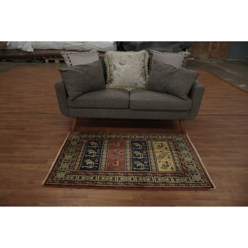 Hand Knotted Oriental 100% Wool Carpet Traditional Tribal Oranges & Rust Bokhara Area Rug - 4' 8'' X 3' 2''