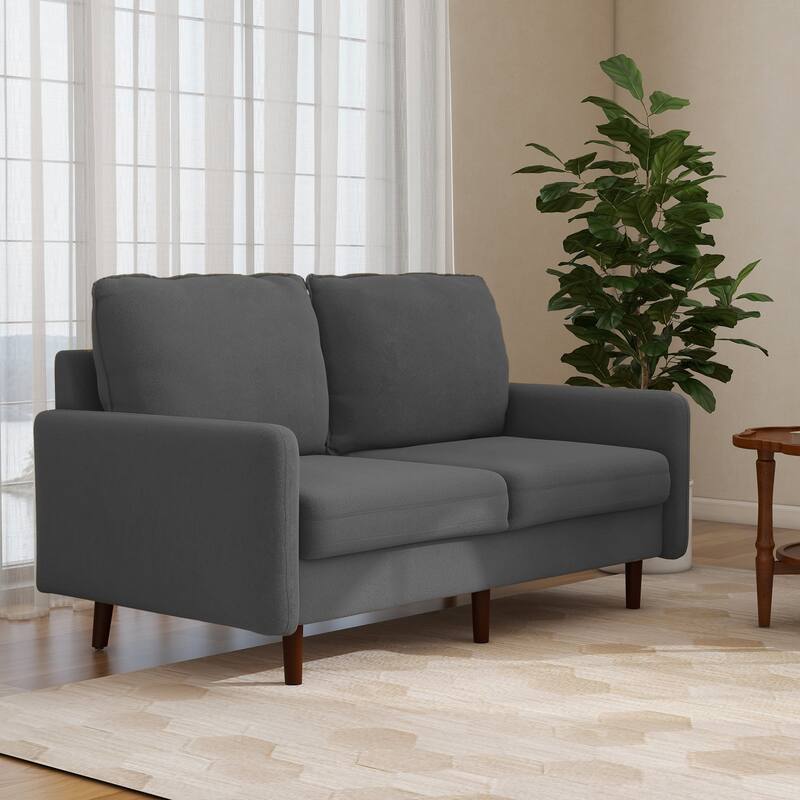 Velvet Loveseat Sofa With Wood Legs