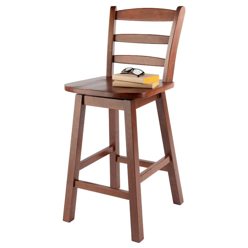 Ladder-back Swivel Seat Counter Stool, Walnut - 16.3"W x 17.7"D x 38.4"H
