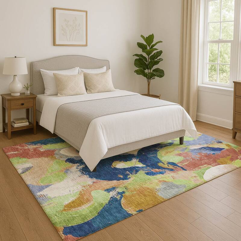 Premium Washable Super Soft Abstract Contemporary Mayfield Rug - Aloe - 3' x 5'
