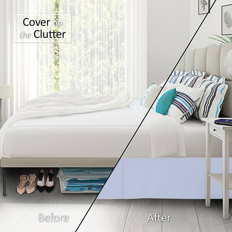 Clara Clark Pleated Bed Skirt-14 inch Tailored Drop - Soft Double Brushed Premium Microfiber Ruffle Bed Skirt - Includes 8 Pins