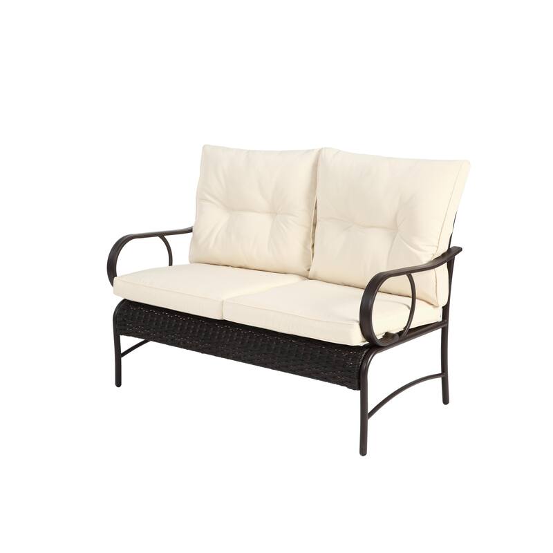 Classic Patio Sofa Wicker Conversation Set Rattan Sofa Chair wTable