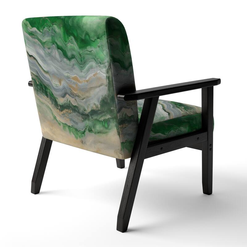 Designart "Coast Blue Sea Waves Watercolour" Upholstered Abstract Accent Chair - Modern Arm Chair For Bedroom
