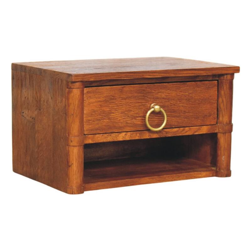 Artisan Furniture Solid Wood Box Frame Wall Nightstand, Brown