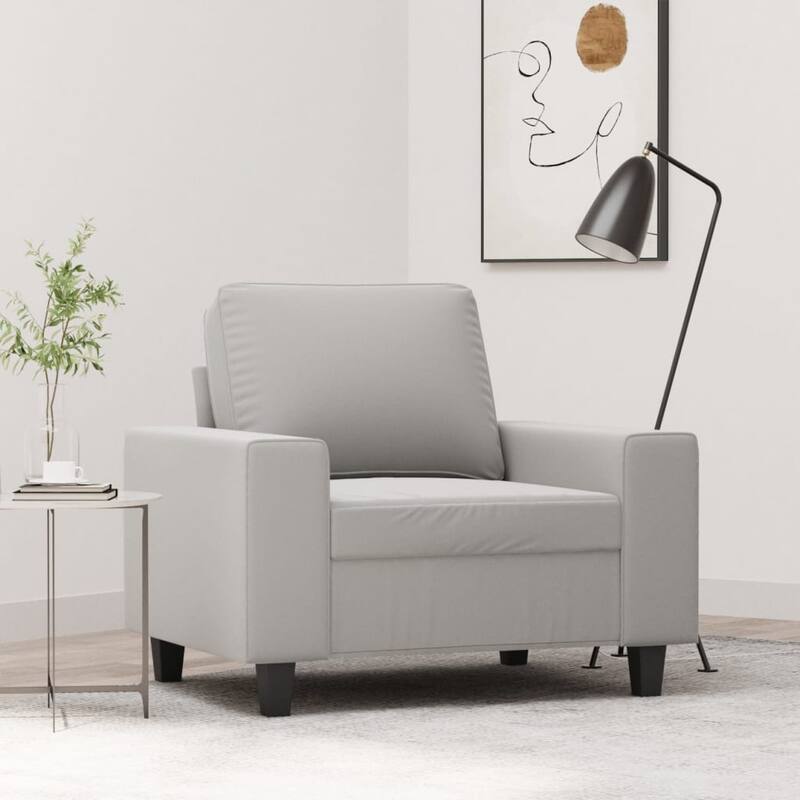 vidaXL Sofa Chair Accent Upholstered Chair for Living Room Microfiber Fabric - 37" x 30.3" x 31.5" - Light gray