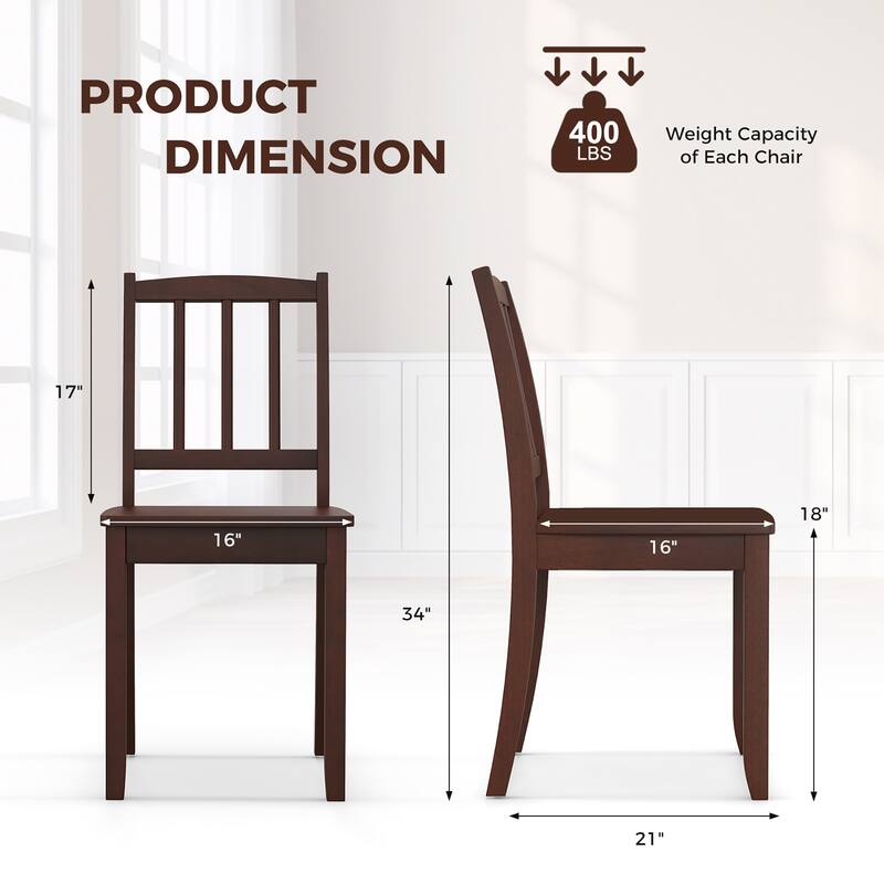 Gymax Wood Dining Chair Set of 4 w/ Rubber Wood Legs Curved Backrest