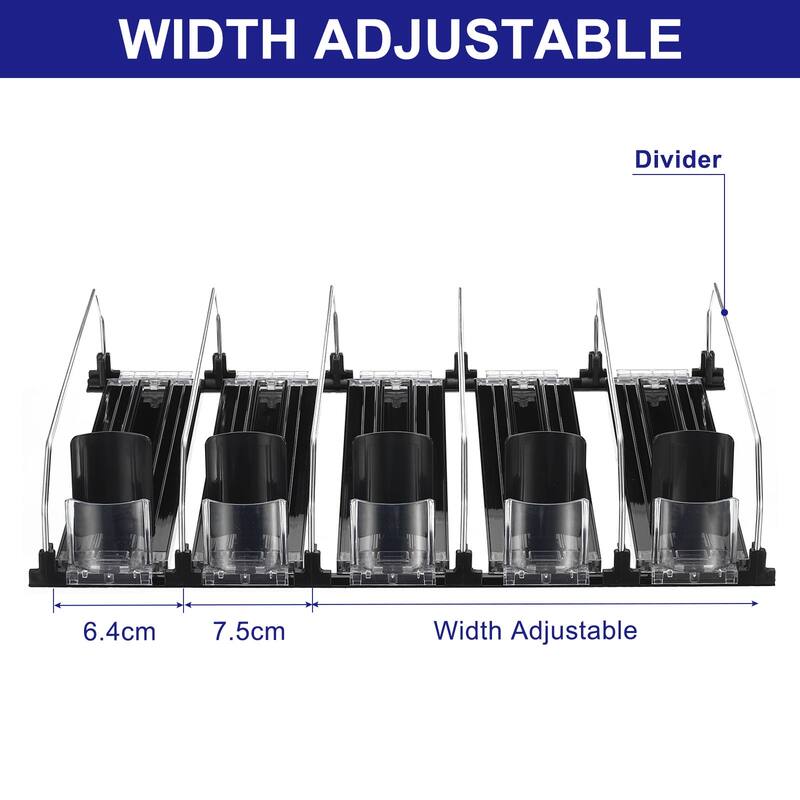5pcs Self-Pushing Soda Can Dispenser Drink Organizer for Fridge Pantry, Black