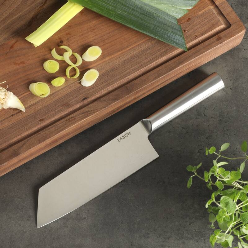 Babish High Carbon 1.4116 German Steel Full Tang 7.5-Inch Clef Knife Chef & Cleaver Hybrid for Chopping, Slicing & Prep