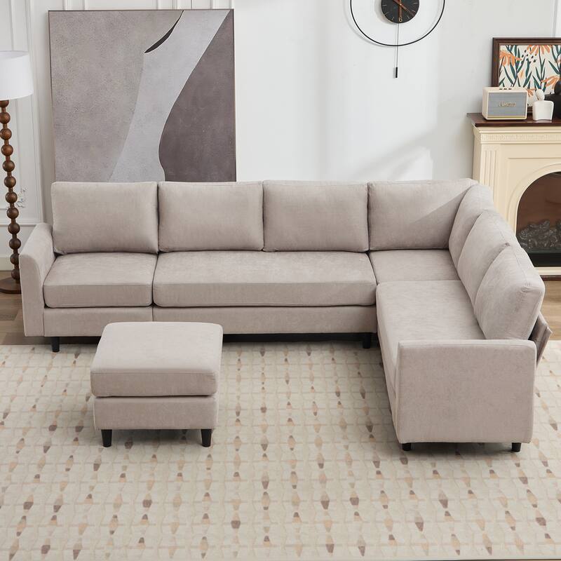 Snow Velvet Sectional Sofa