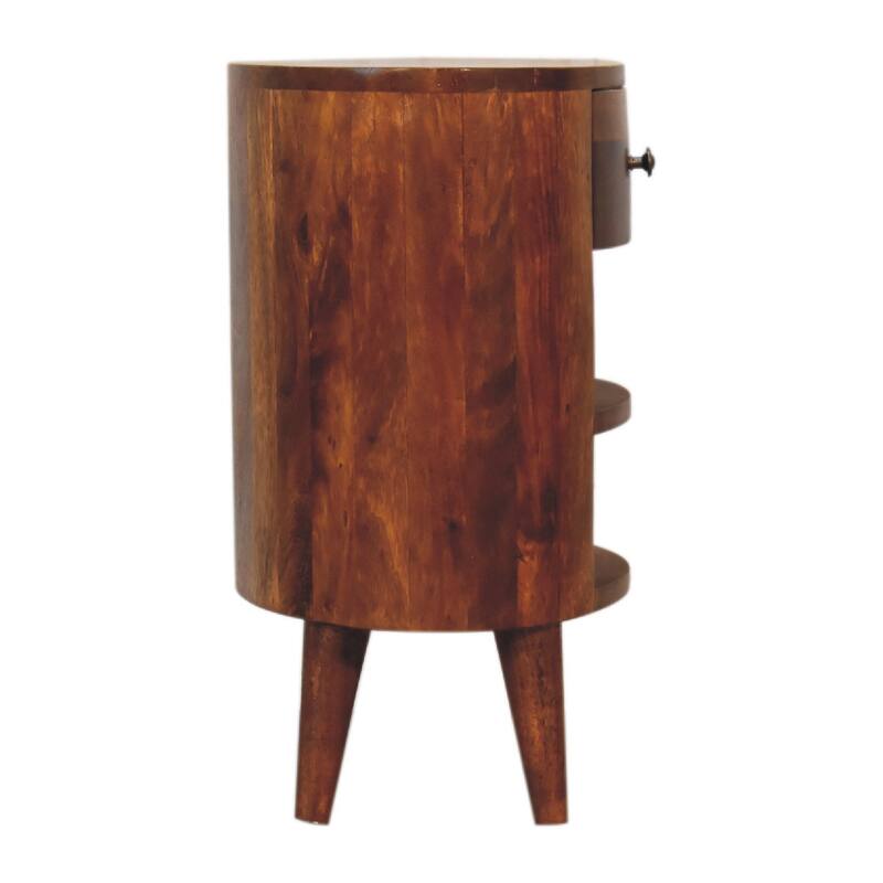 HomeRoots 22" Chestnut Solid Wood Oval One Drawer Nightstand