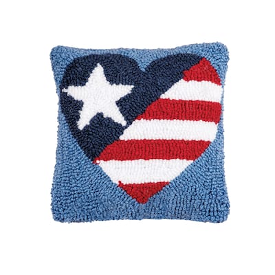 8" x 8" Patriotic American Flag July 4th Hooked Petite Throw Pillow
