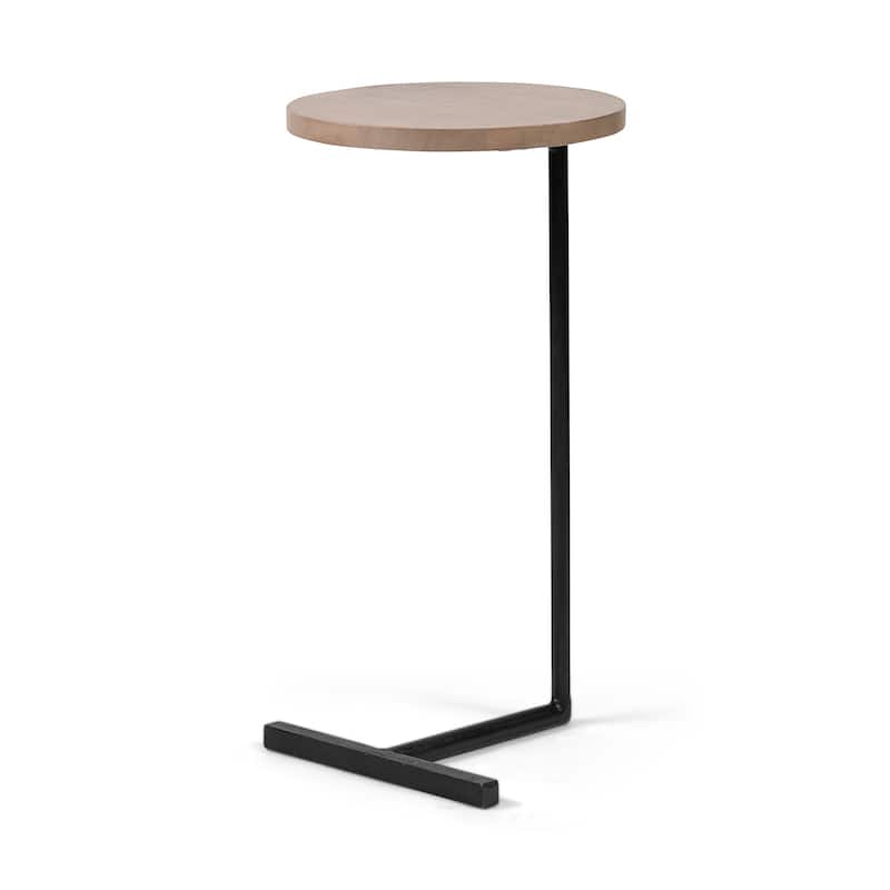 Ballatine I Light Brown Solid Wood Round Top W/ Black Metal Base Accent Table - 15.0L x 15.0W x 27.0H - 15.0L x 15.0W x 27.0H - Brown - Wood
