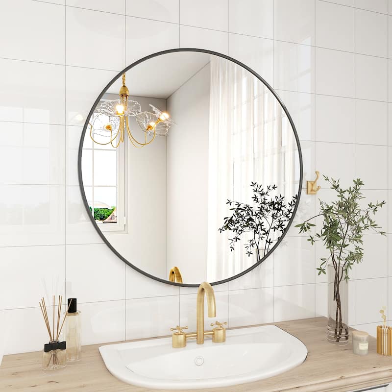 Round Wall Mirror Bathroom Metal Frame Vanity Mirror