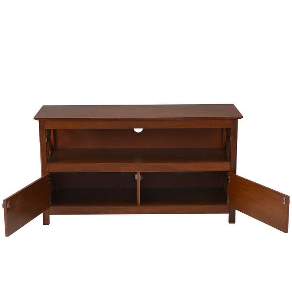 Shop Costway 44 Tv Stand Console Wooden Storage Cabinet Shelf