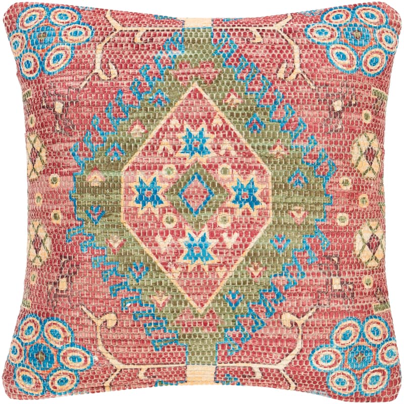 The Curated Nomad Powers Vintage Medallion 18-inch Throw Pillow with Poly or Down Fill - Feather Down - Peach