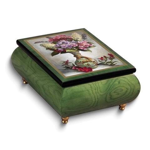 Curata Artist Brenda Burke - Handcrafted Gloss Finish The Little Dragon Vase (Plays Waltz of The Flowers) Wooden Music Box