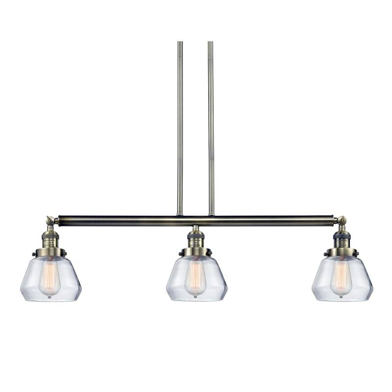 Innovations Lighting Fulton 3 Light 39" Wide Linear Chandelier - Antique Brass / Clear
