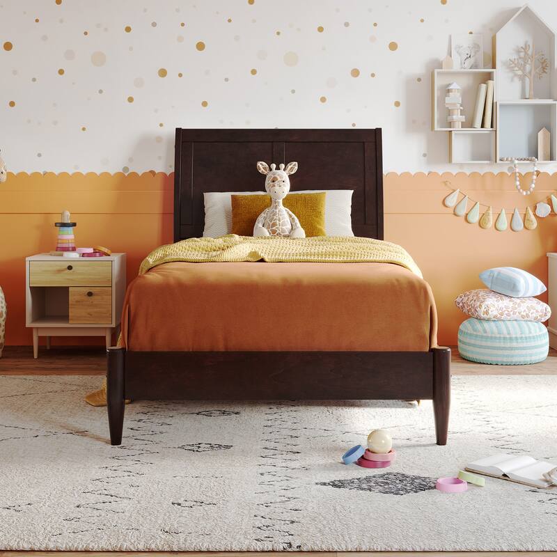 Valencia Solid Wood Low Profile Sleigh Platform Bed