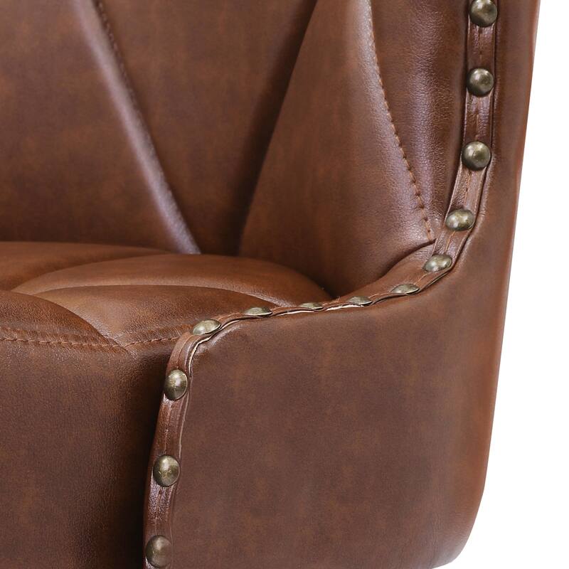 26 in. Mid-Century Modern Counter Stools Faux Leather/Fabric Upholstered Swivel Bar Stools for Island （Set of 4）