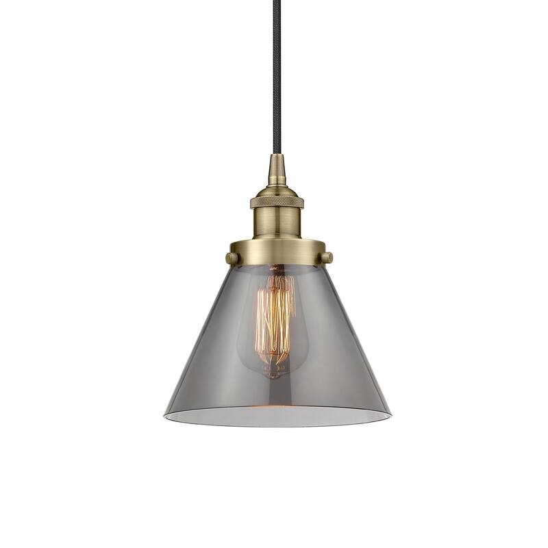 Innovations Lighting 616-1PH-10-8 Cone Pendant Cone 8" Wide Mini - Antique Brass / Plated Smoke