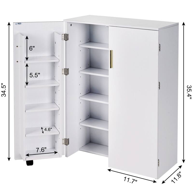 VECELO 35.4" Kitchen Pantry Storage Cabinet Freestanding Bathroom Storage Cabinets Small Food Pantry Cabinet for Dining Room