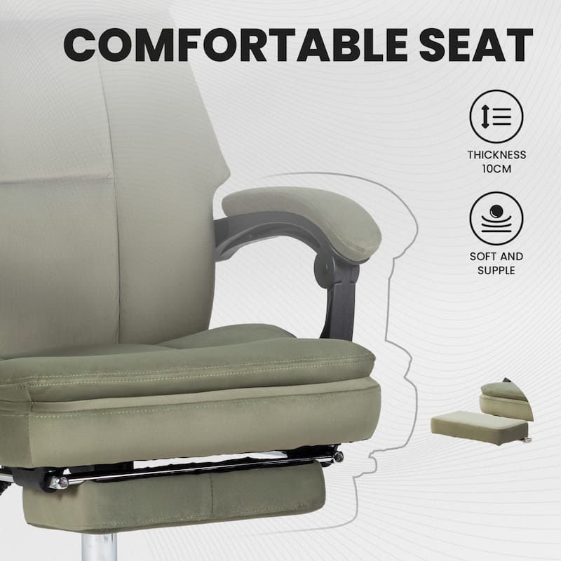 Modern Velvet Office Chair with Footrest Reclining Ergonomic Design
