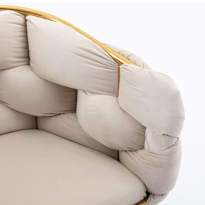 Modern 28.7" Velvet Upholstered Accent Chair with Gold - Plated Metal Legs