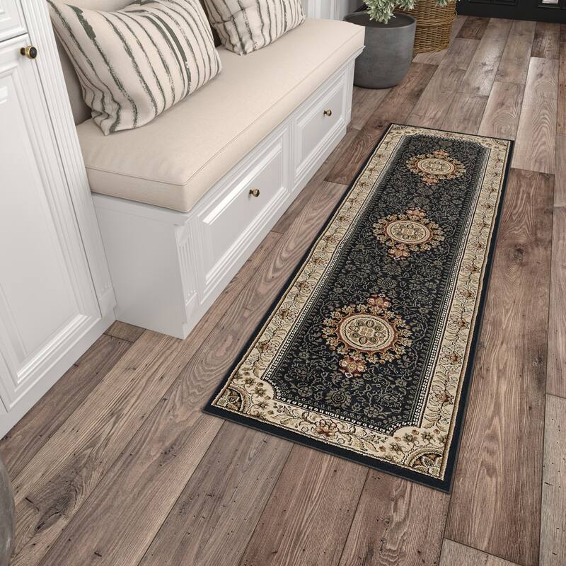 Soho Modern & Contemporary Medallion Indoor Area Rug - 2'3'' x 10' Runner - Black