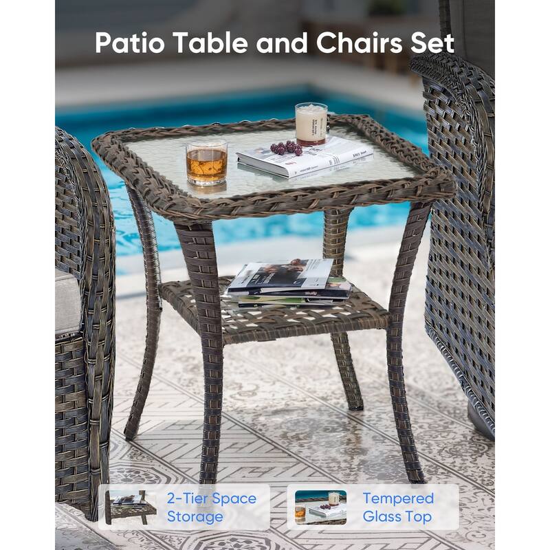 Outdoor Dining High Back Chairs with Side Table
