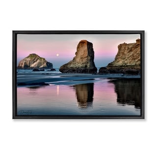 Stupell Moonlit Beach Cliffs Framed Floater Canvas Wall Art Design By ...