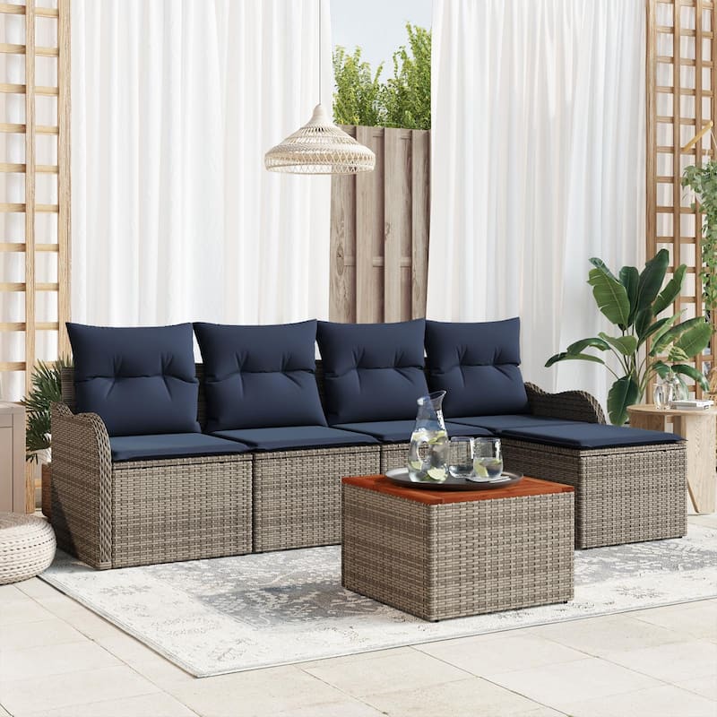 vidaXL 6 Piece Garden Sofa Set with Cushions - 90.9×24.4×27.2