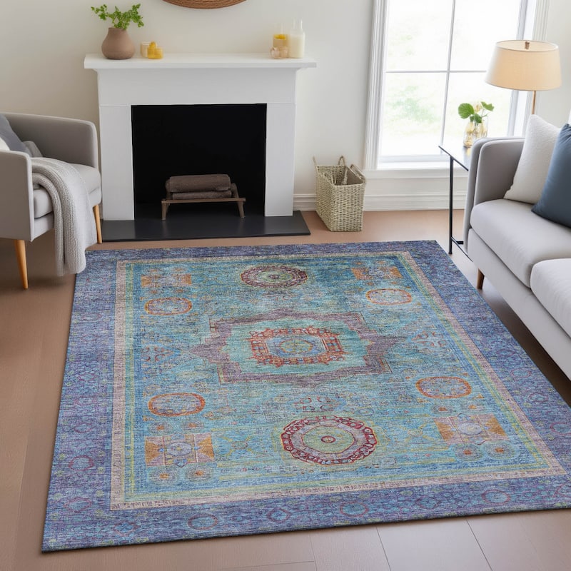 Machine Washable Indoor/Outdoor Traditional Chantille Rug